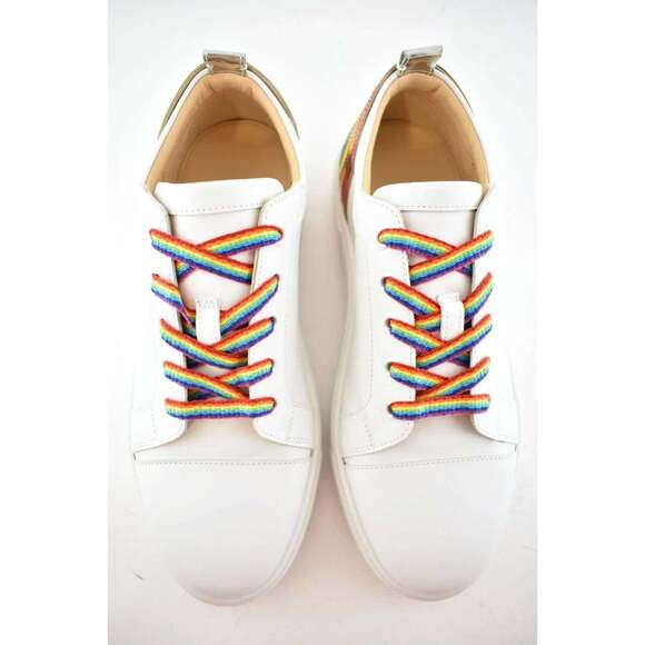 Christian Louboutin Arkenspeed Flat White Rainbow Lace Up Tie Low Top Sneaker 40 - Picture 7 of 12